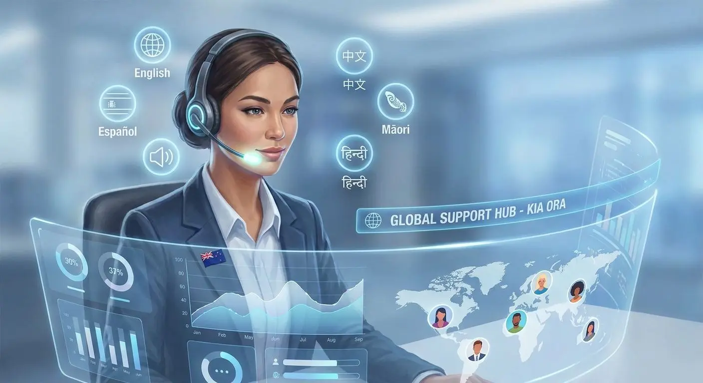 Multilingual support illustration with New Zealand focus