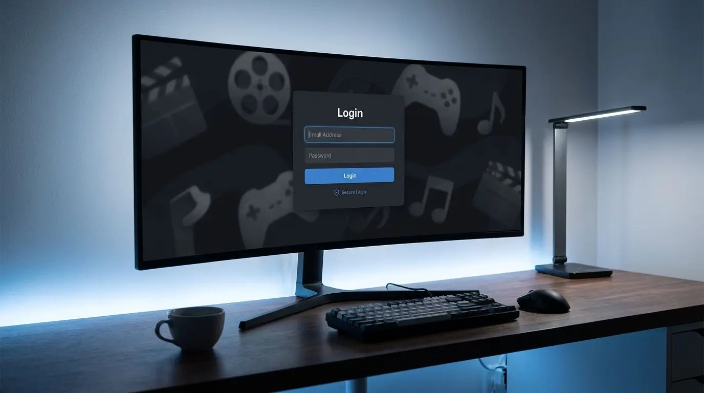 Desktop login interface showing secure account sign-in form