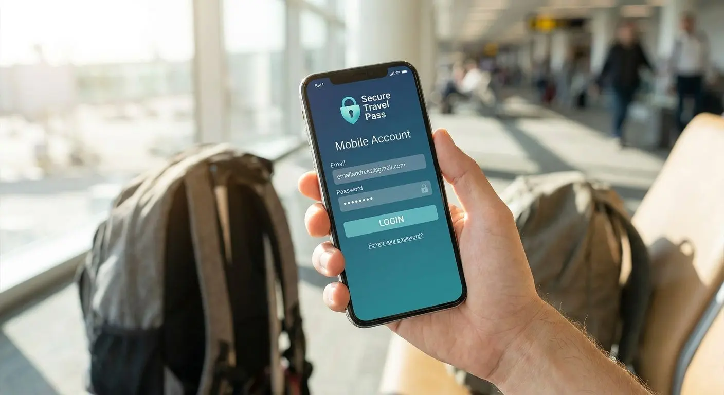 Mobile login page open on smartphone for secure account access