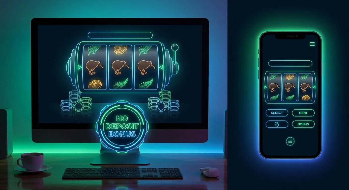 No deposit bonus concept with slots interface and virtual credits for NZ users