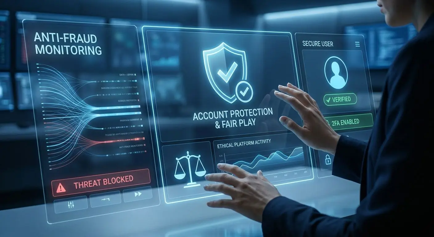 Fair play and account security concept for bonus policy page