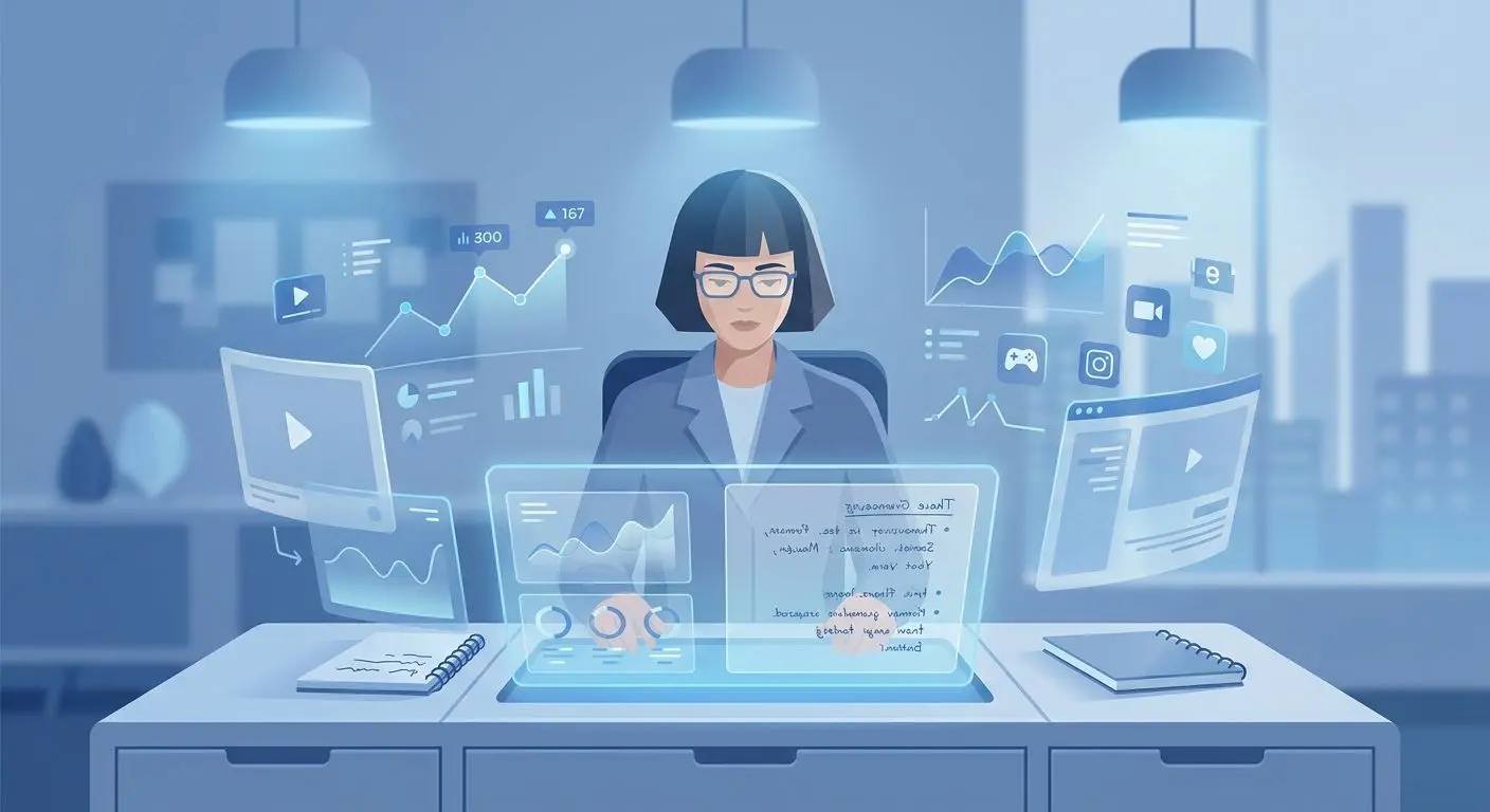 Abstract analyst workspace illustration for author section