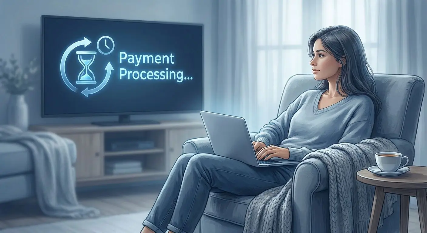User viewing a pending withdrawal status with a clock icon